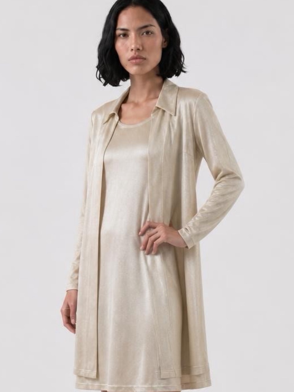 Kenar Gold Sparkle Midi Dress Jacket Set Holiday Party NWT